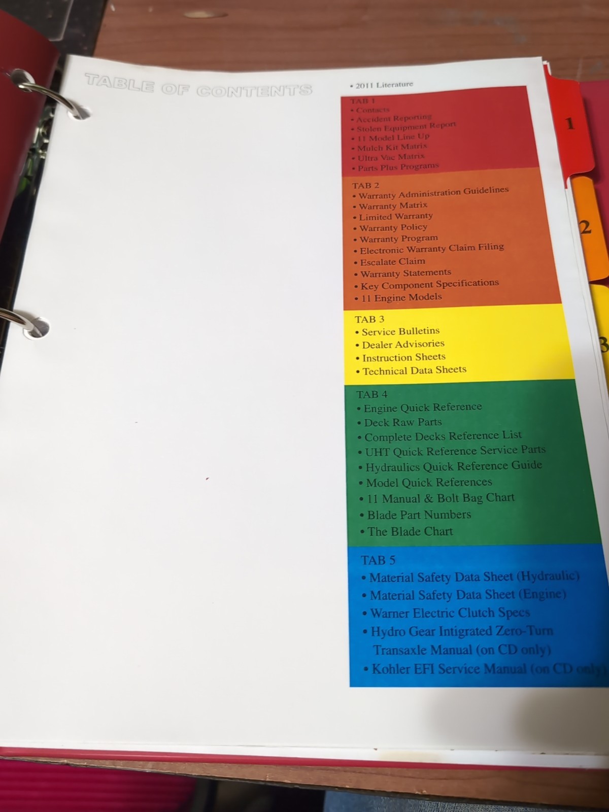 eXmark Tools 2011 Service School Training Material Binder; HC VG
