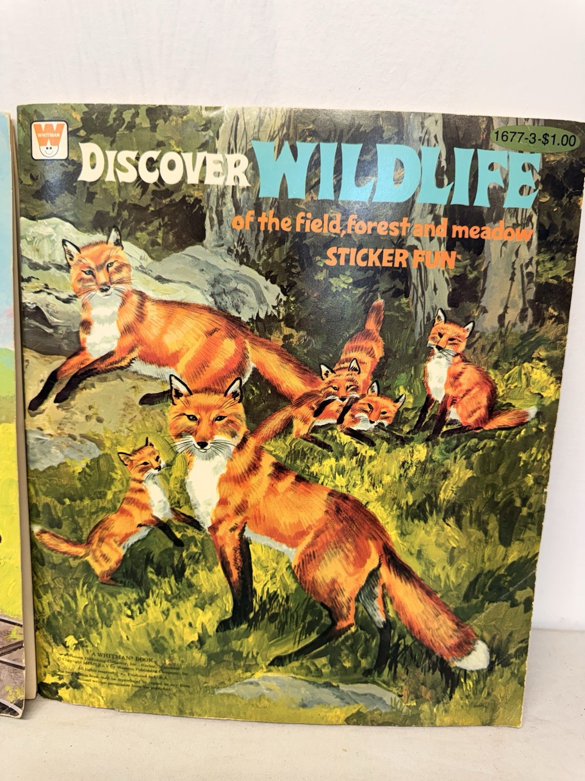(2) Whitman Discover Trains & Discover Wildlife Sticker Fun Book Unused 1970s