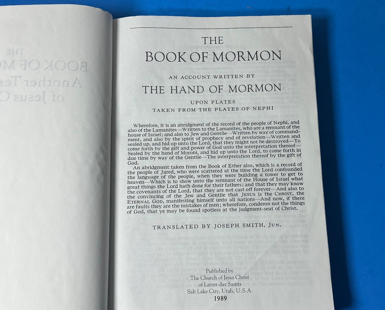 1989 EXTRA LARGE Book of Mormon LDS PB 12 x 8.5 inches