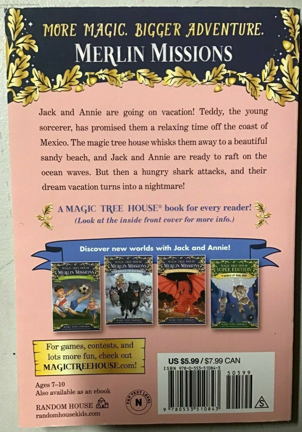 Shadow of the Shark – by Mary Pope Osborne Paperback – NEW