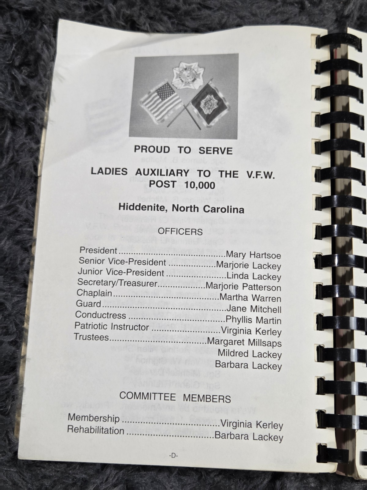Ladies Auxiliary To V.F.W. Hiddenite, North Carolina Cookbook 1991 Post 10000