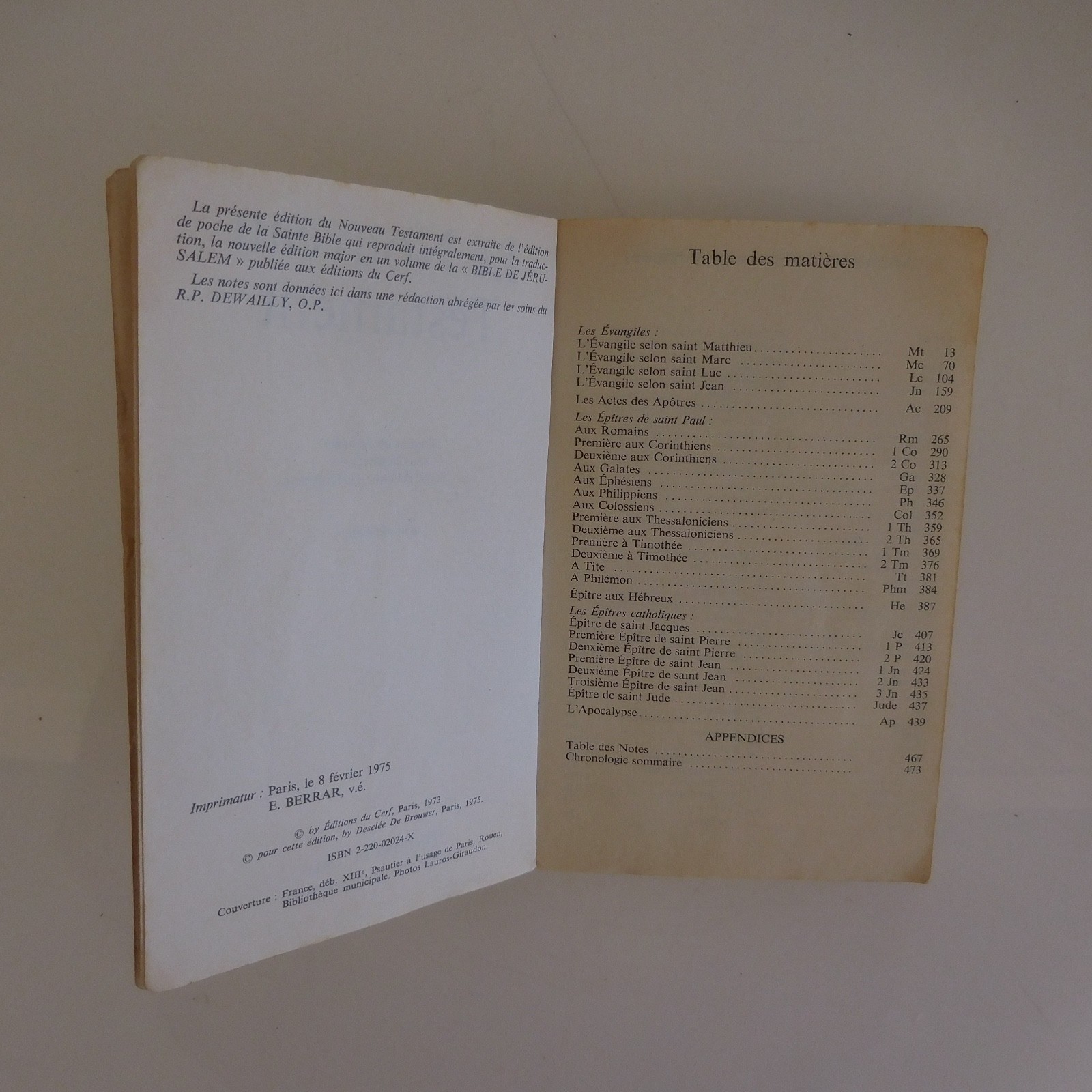The New Testament Jerusalem Bible Editions Of CERF DESCLEE DE BROUWER 1979