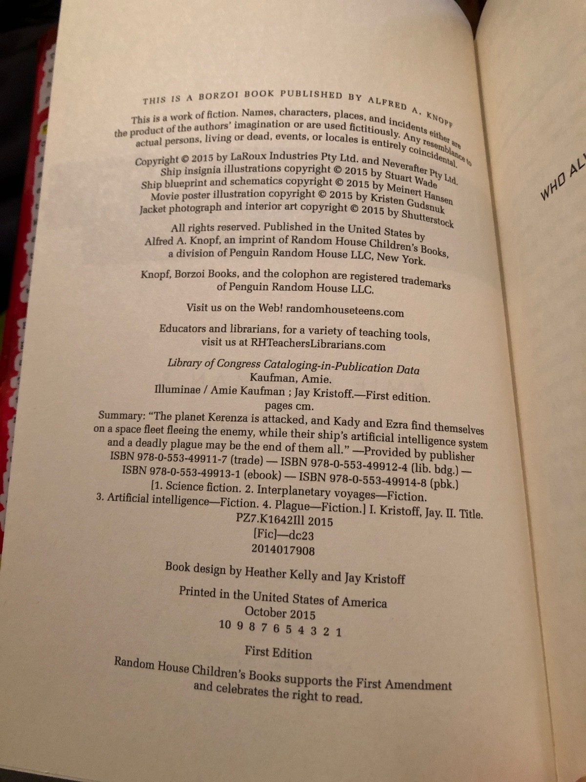 Illuminae The Illuminae Files 01 / Kristoff & Kaufman / 1st Edition 1st Print VG