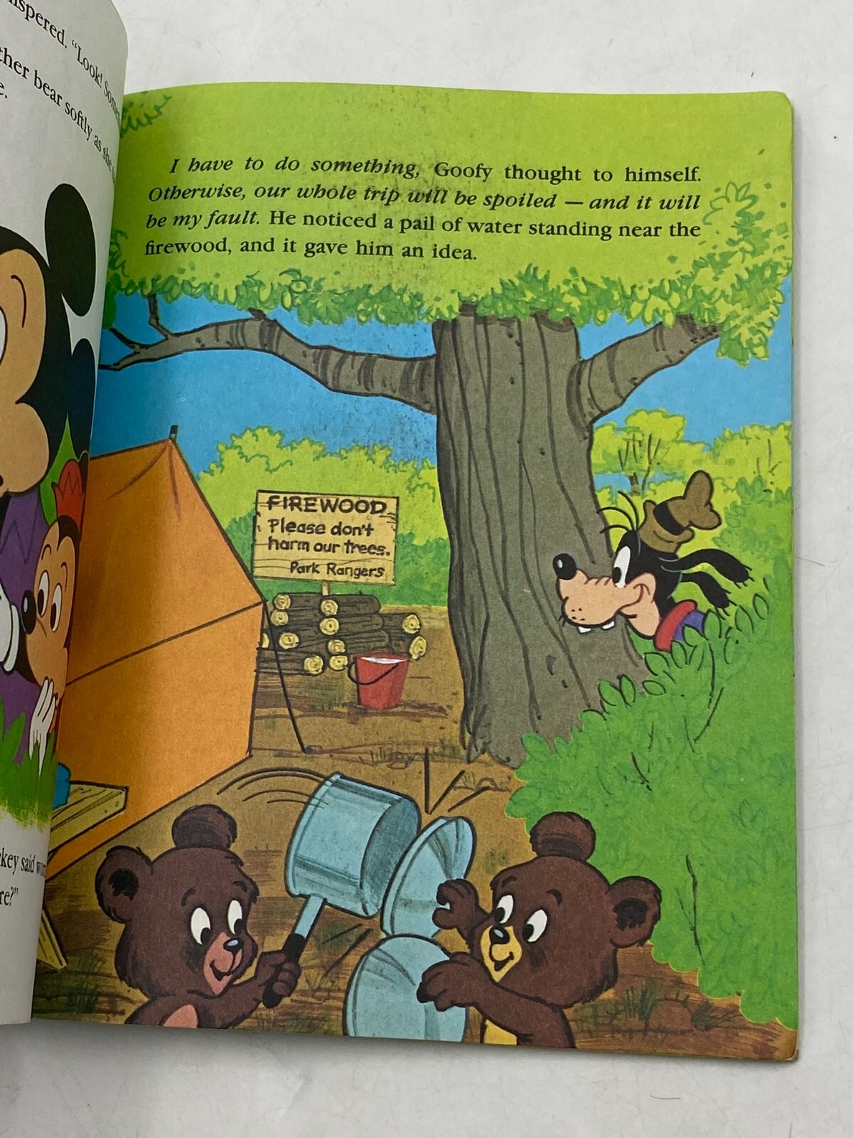 Mickey Mouse and Goofy THE BIG BEAR SCARE VTG Little Golden Book Disney 1978