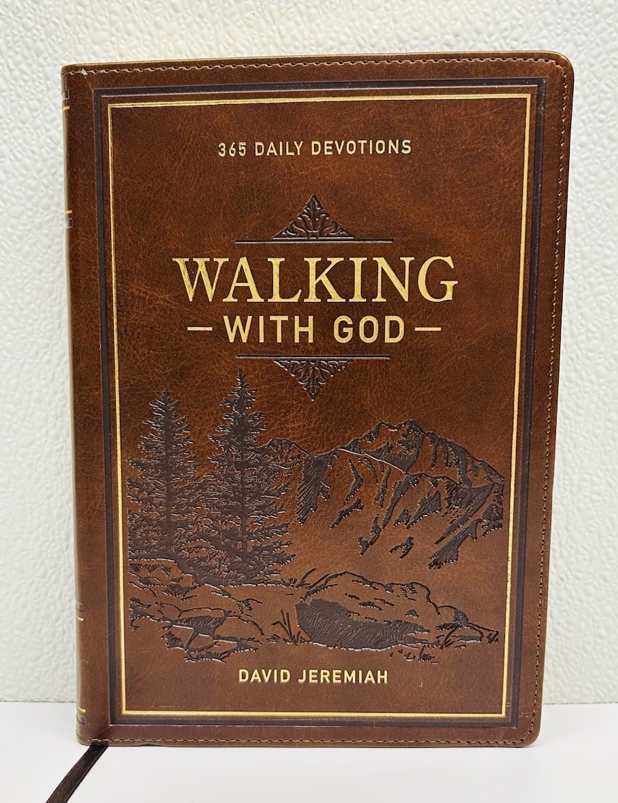 Brown WALKING WITH GOD Book Feax Leather 365 Daily Devotions David Jeremiah