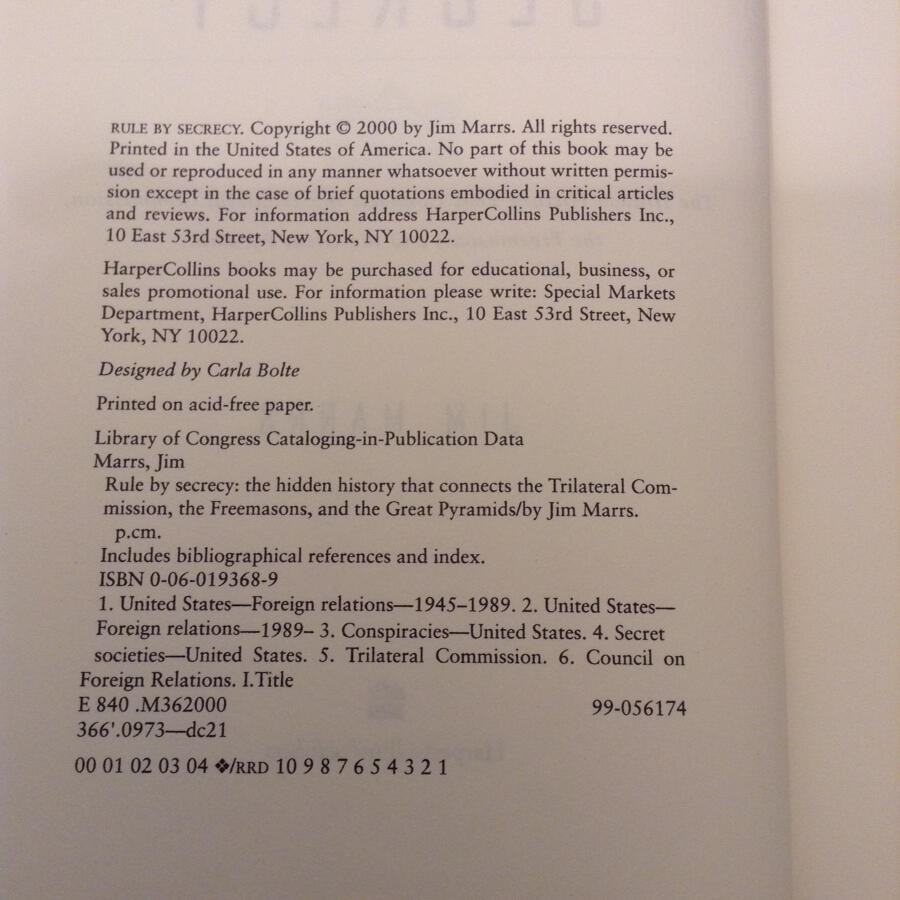 Rule by Secrecy by Jim Marrs HC/DJ 1st Ed Freemasons Pyramids