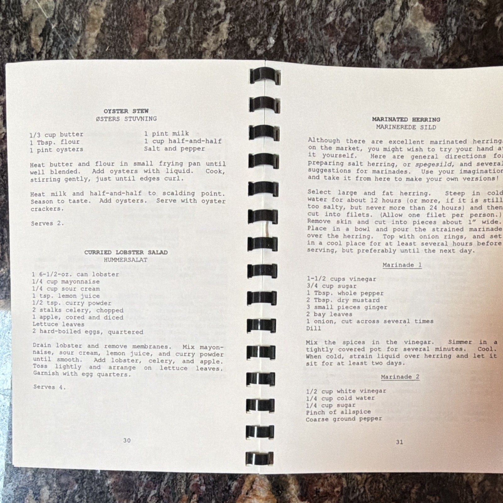 The Danish Club of Tucson Danish Recipes Cookbook Paperback Ring/Wire Bound