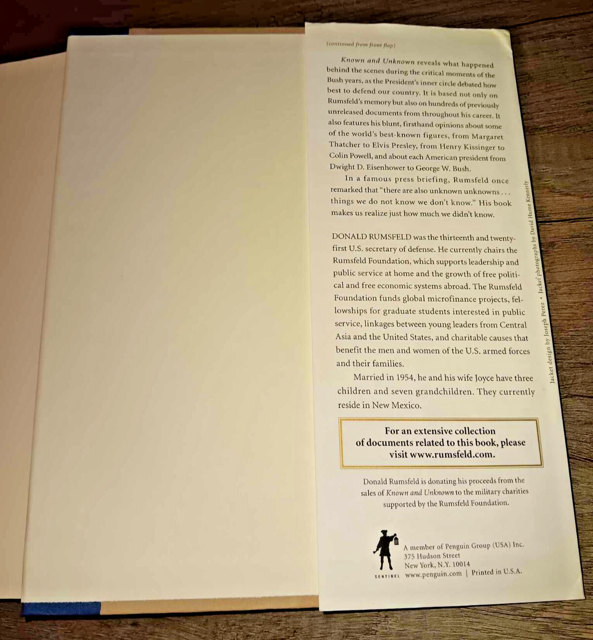 DONALD RUMSFELD SIGNED KNOWN AND UNKNOWN MEMOIR SECRETARY OF DEFENSE REPUBLICAN