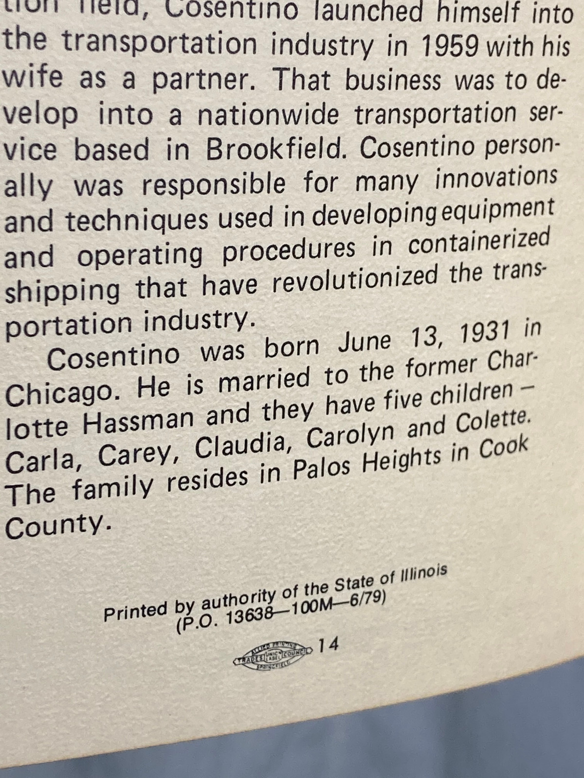 Vntg Office of tState Treasurer pamphlet Book 6/74 State of Illinois 19 pgs USA