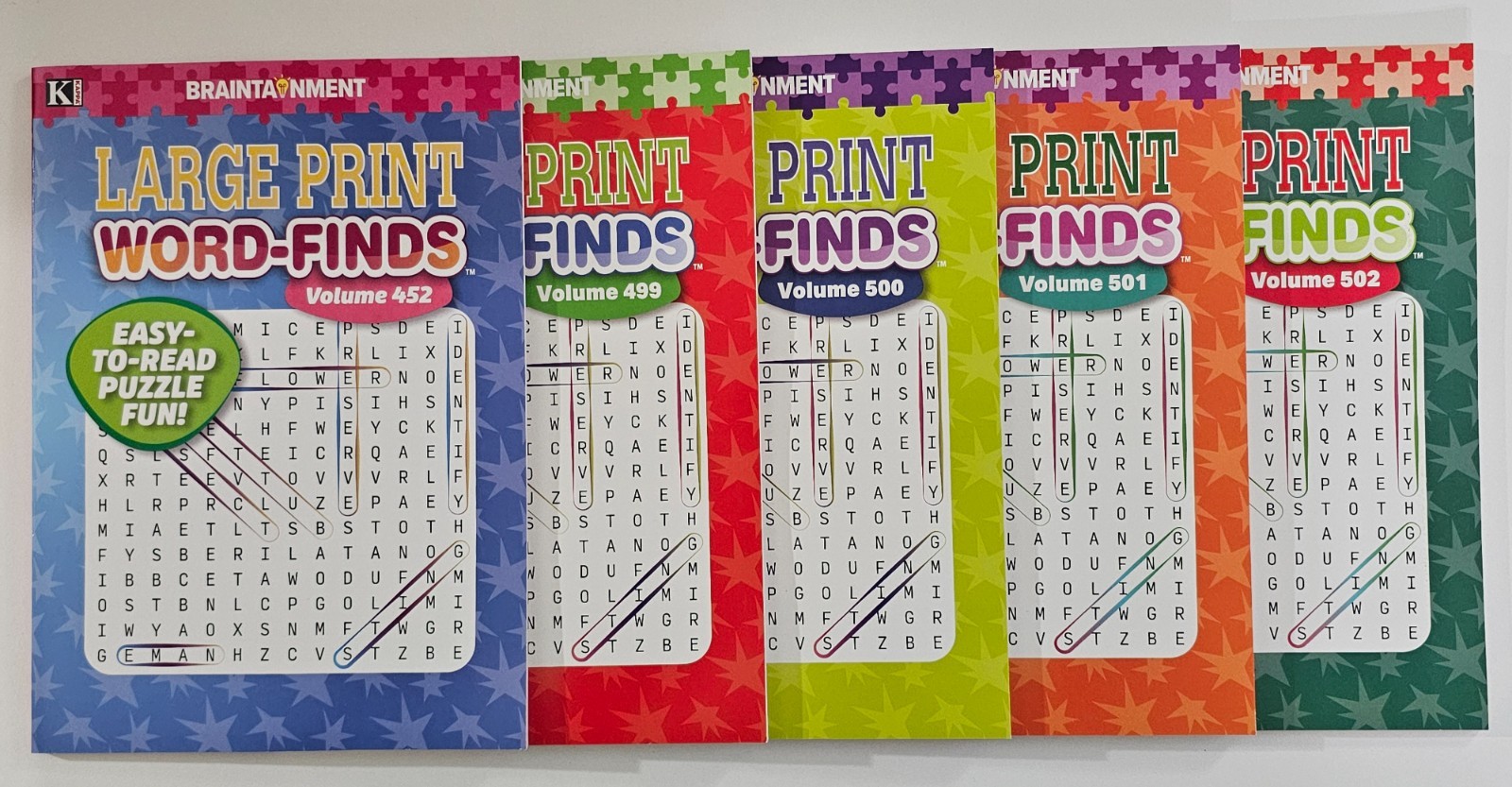 5 New Large Print Word-Finds Puzzle Books Kappa Games Vol #452-502~ Search,Hunt