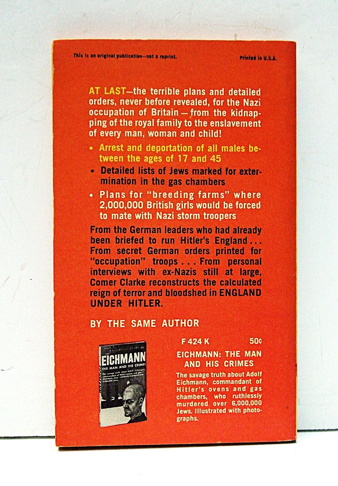 ENGLAND UNDER HITLER (1961) by Comer Clarke NON FICTION -NAZI PLANS