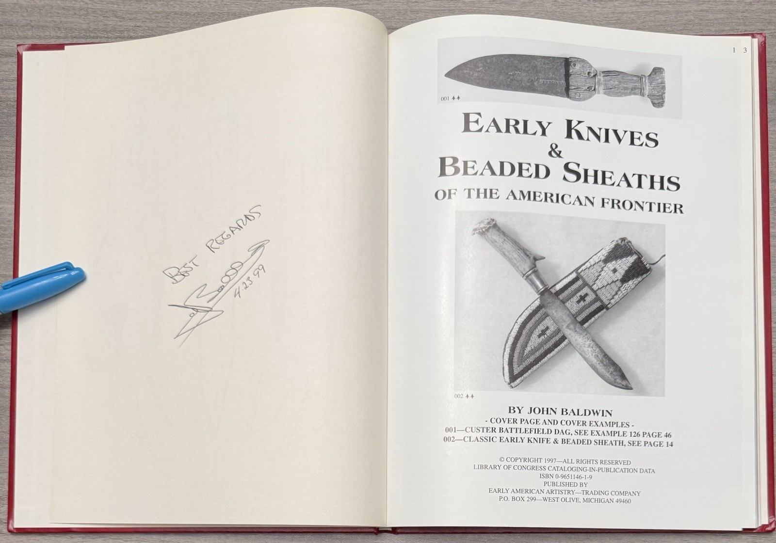 SIGNED Rare Early Knives & Beaded Sheaths of the American Frontier John Baldwin