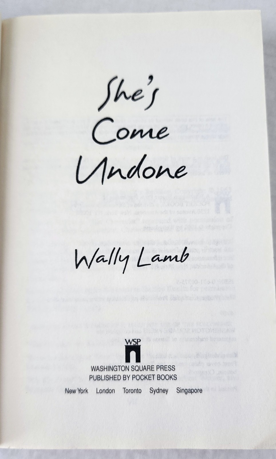 Wally Lamb She’s Come Undone Oprah Book Club PB 465 Pages ISBN 0671003755
