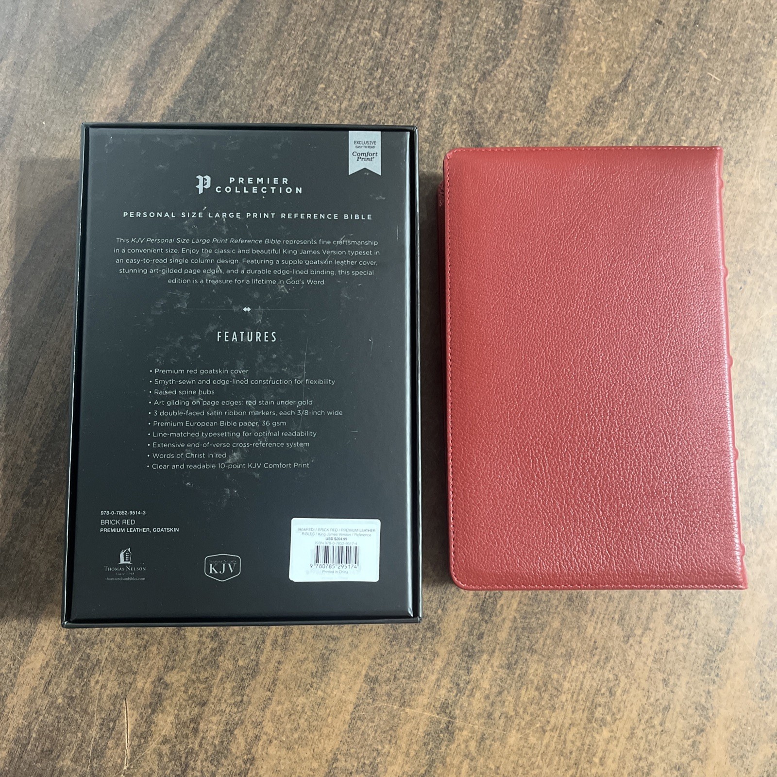 KJV Large Print Single Column Bible Indexed – $204.99 – Red Goatskin Leather