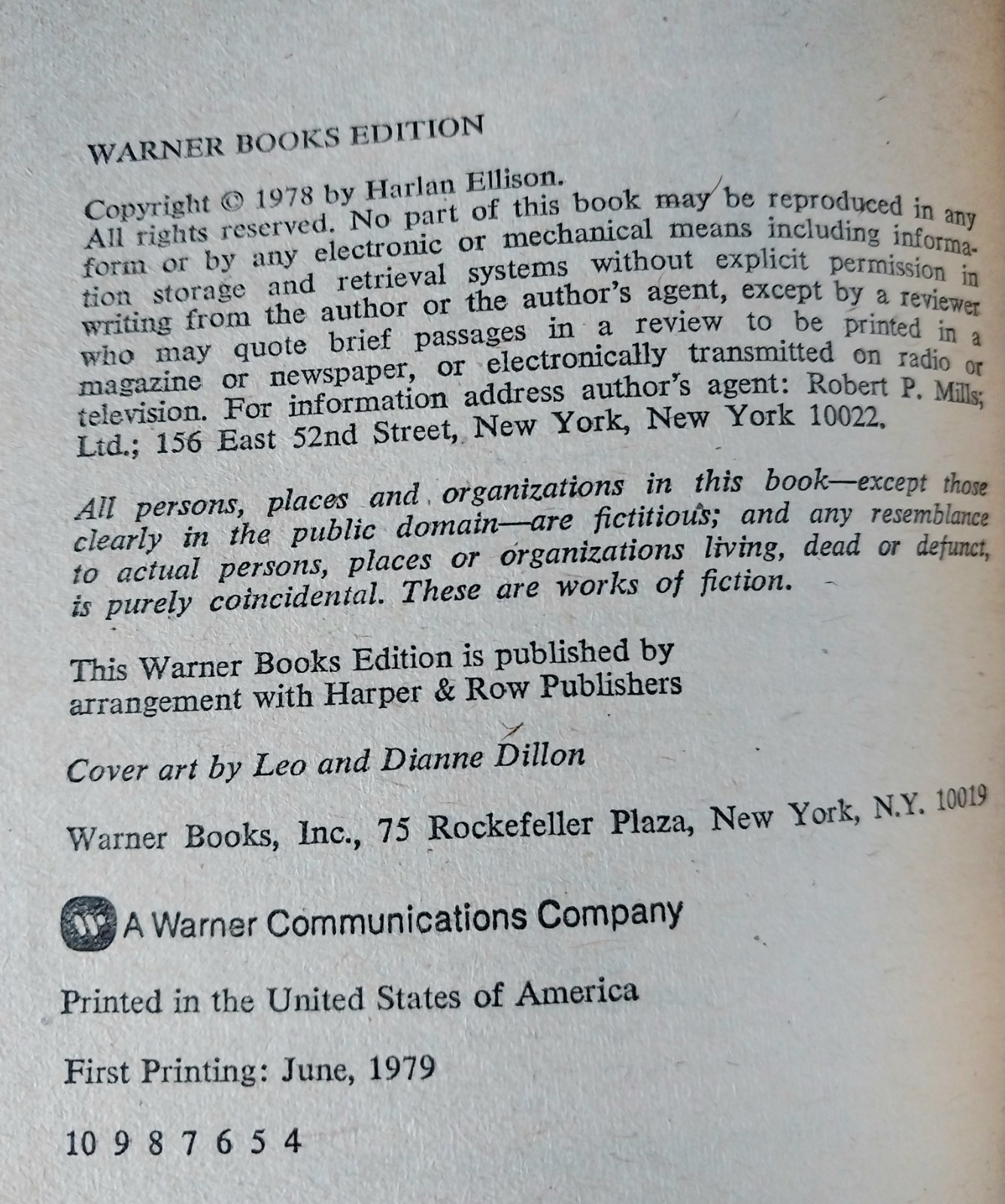 Harlan Ellison – Strange Wine – Warner Books Fourth Printing