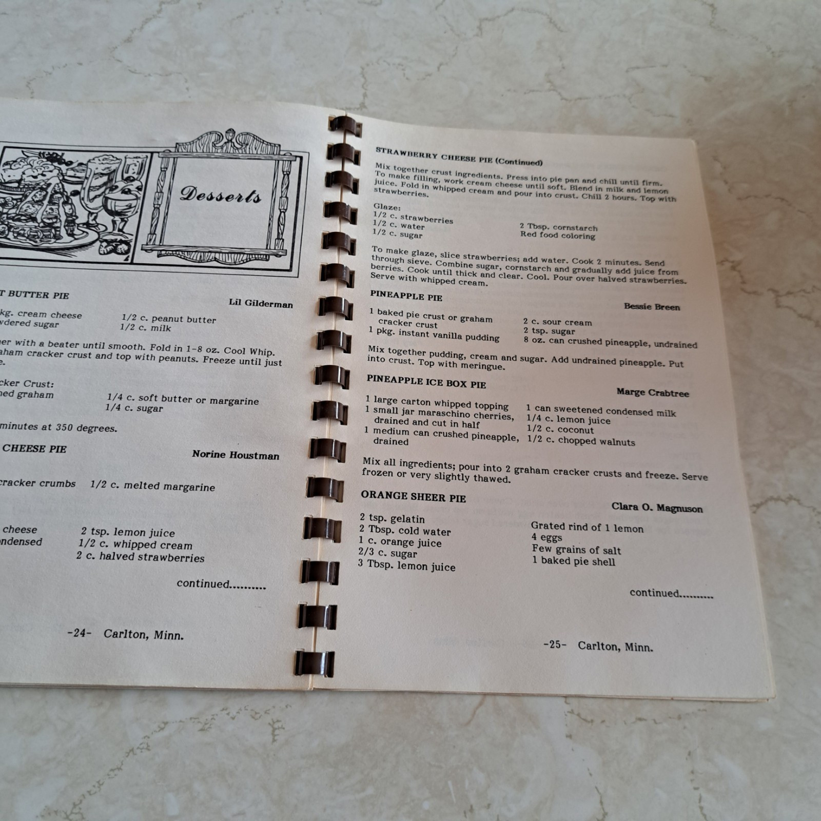 Cherished Recipes CARLTON MN NURSING HOME PINEVIEW APPARTMENTS COOKBOOK