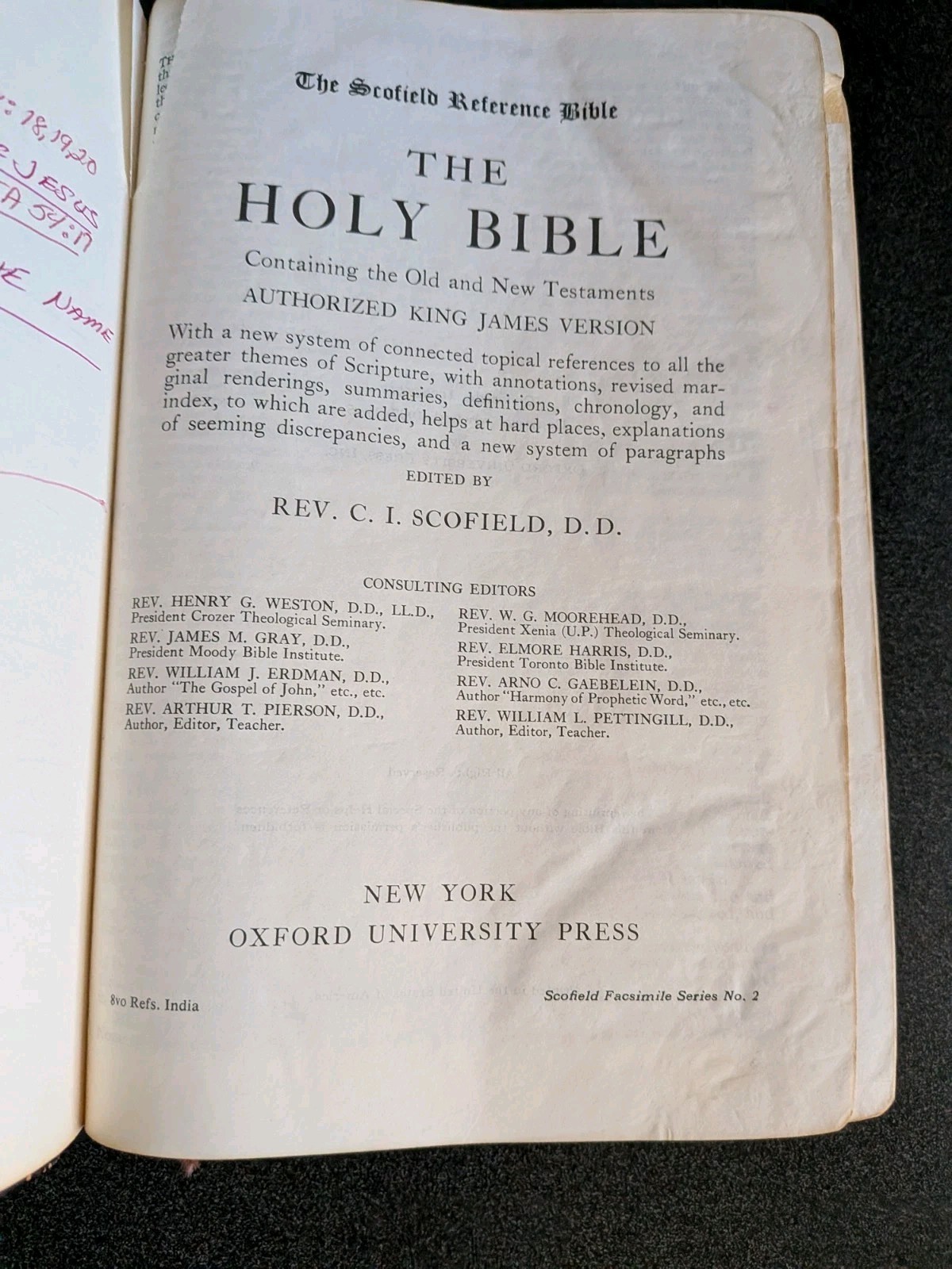 Holy Bible Scofield Reference Edition, 1945 Leatherbound, Indexed Oxford Press