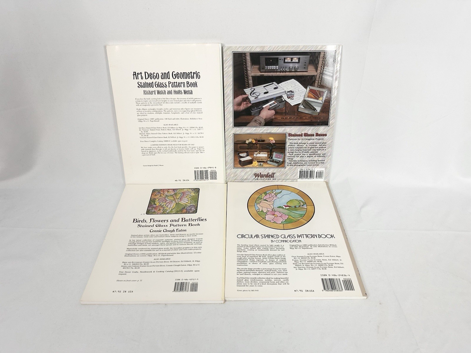 Stained Glass Pattern Books Lot of 4 Art Deco Birds Flowers Boxes Eaton Welch