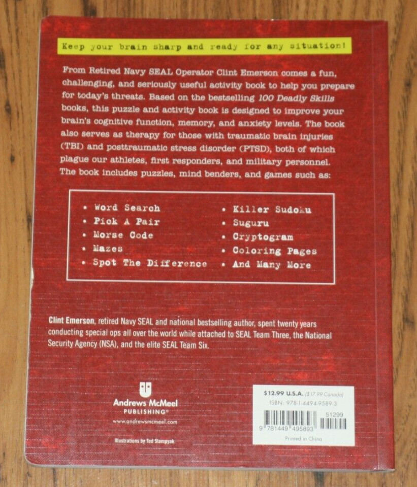 Deadly Skills Puzzle and Activity Book by Clint Emerson (2018, Trade Paperback)