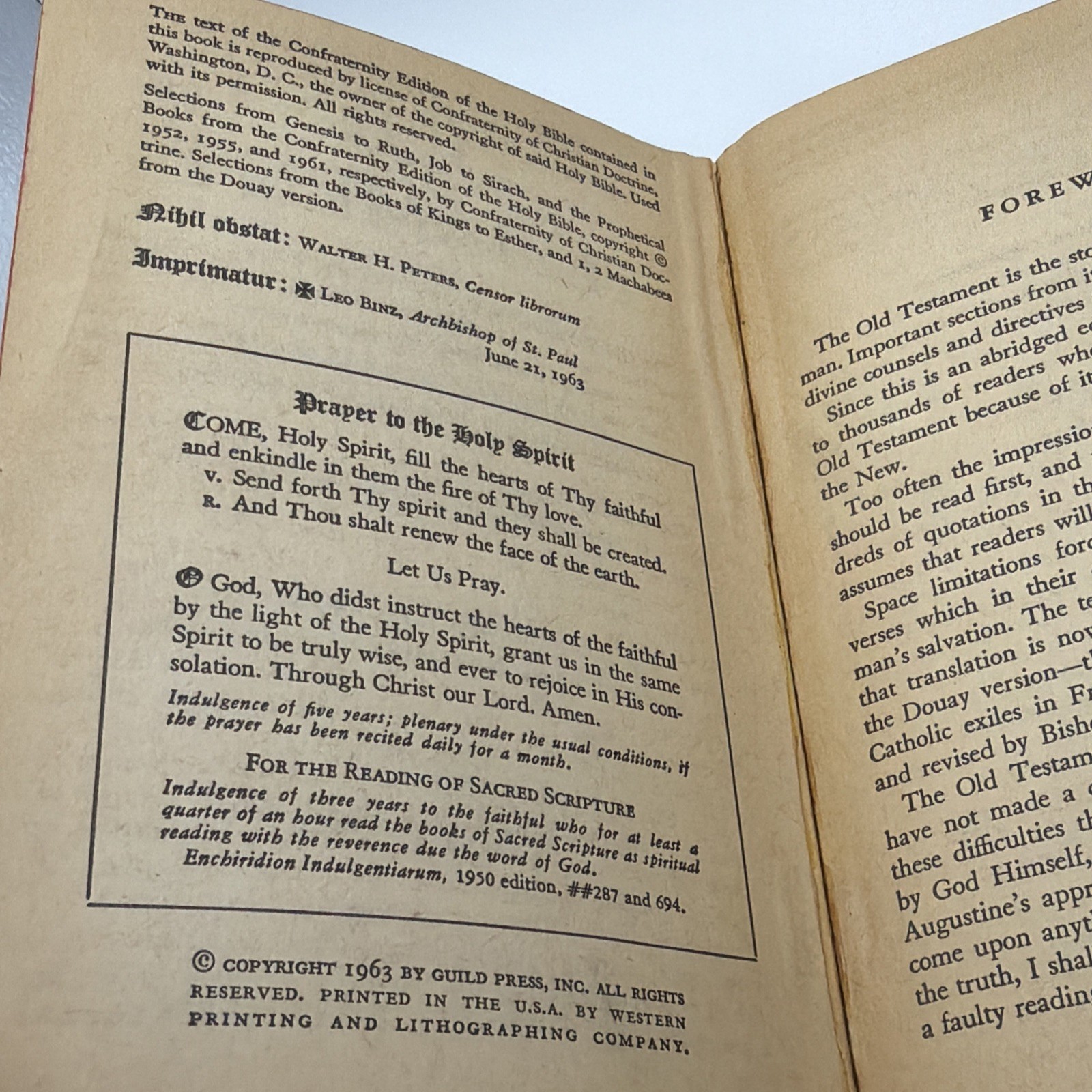 The Old Testament sc Authorized Catholic Edition 1963 Western Press Religious