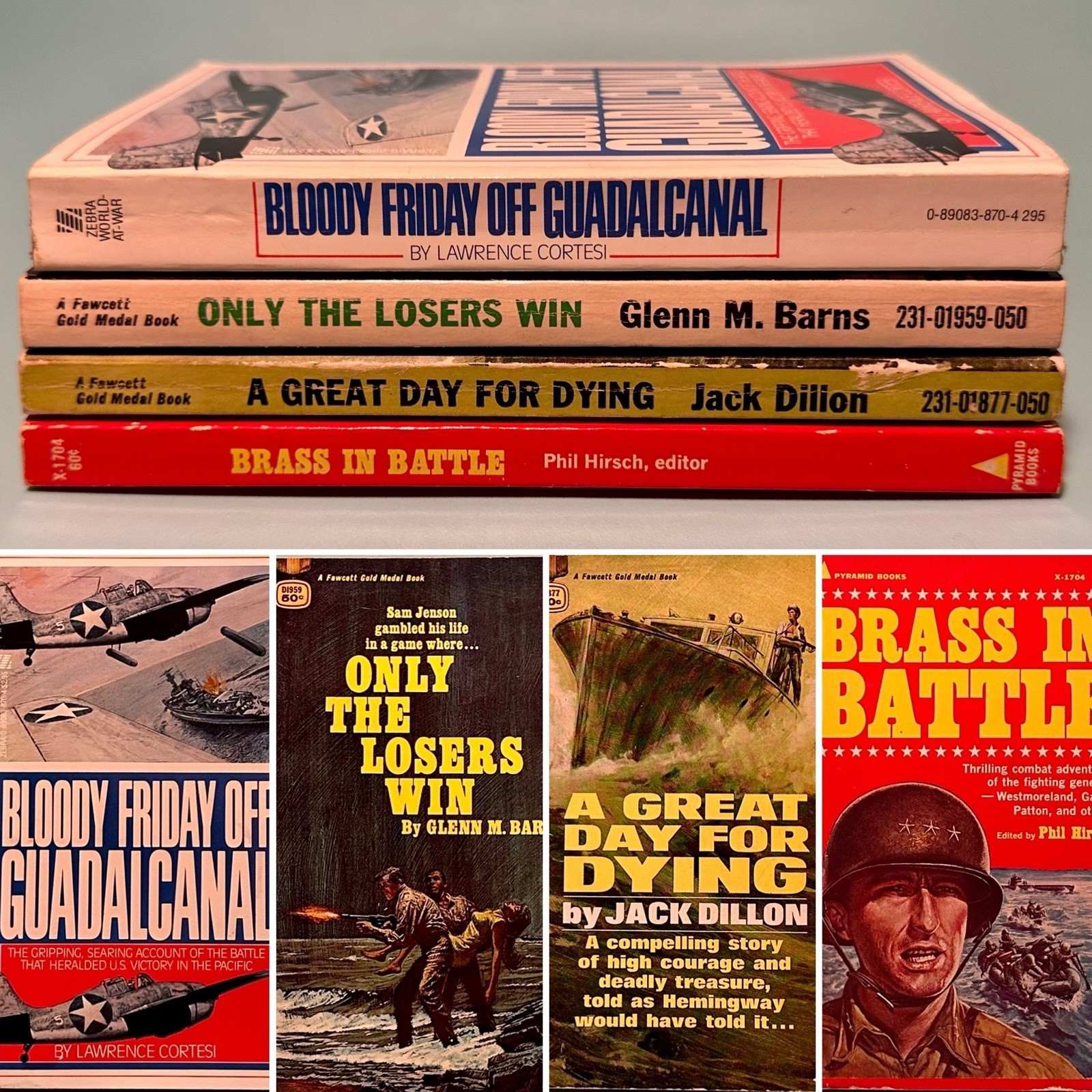 [UNREAD] Vintage Military War Spy Espionage Combat WWII Paperbacks Lot of 4 NICE