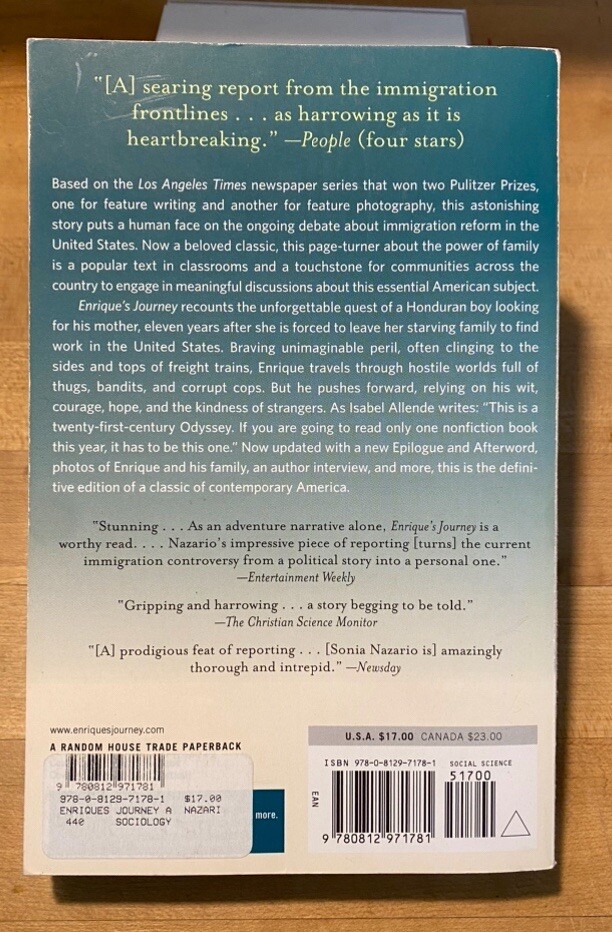 Enrique’s Journey, by Sonia Nazario – National Bestseller