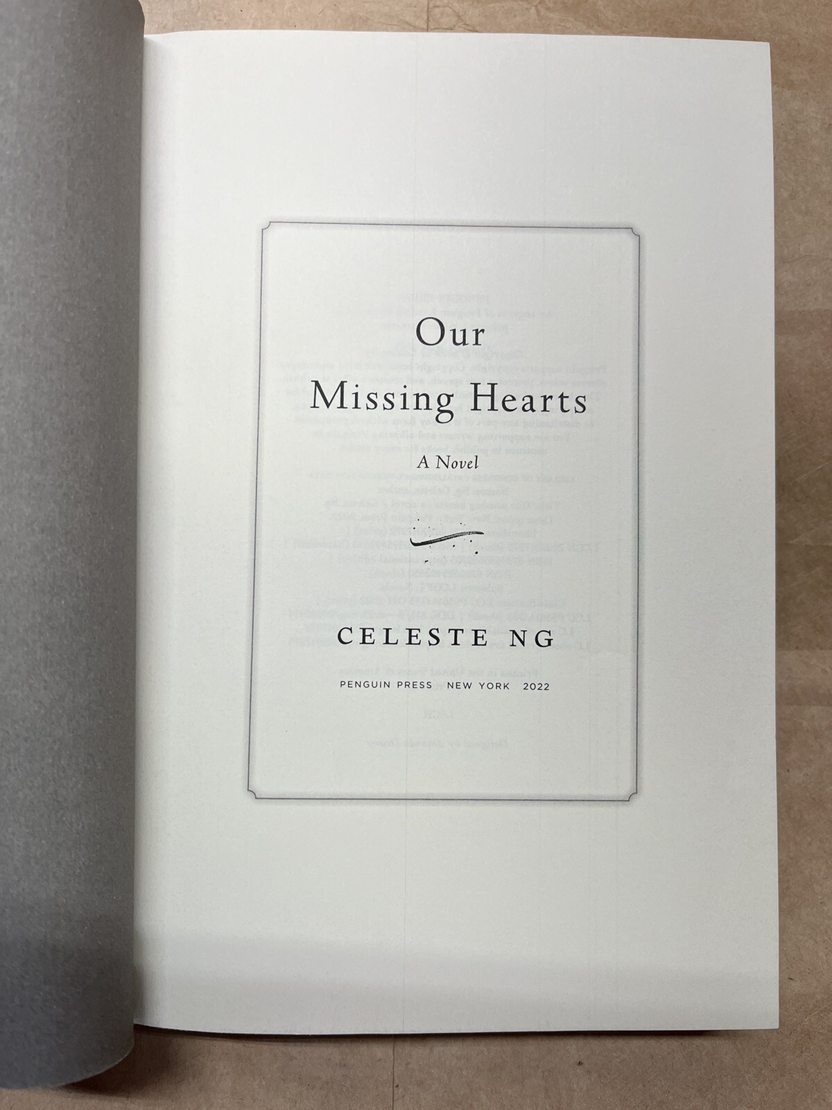 Our Missing Hearts By Celeste Ng Signed 2022 First Edition, First Printing