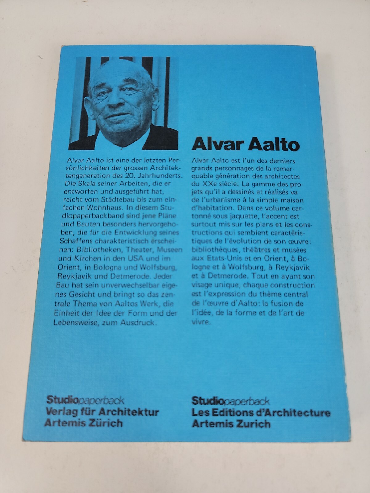 Alvar Aalto Studio Paperback By Karl Fleig German French 1979