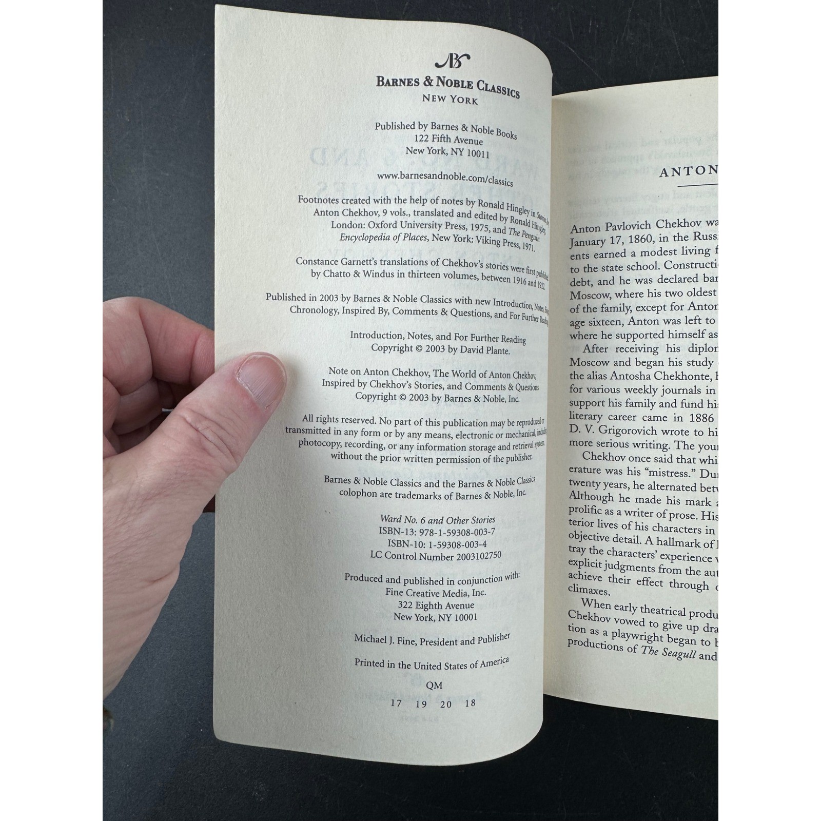 Ward No. 6 and Other Stories Anton Chekhov Barnes & Noble Classics