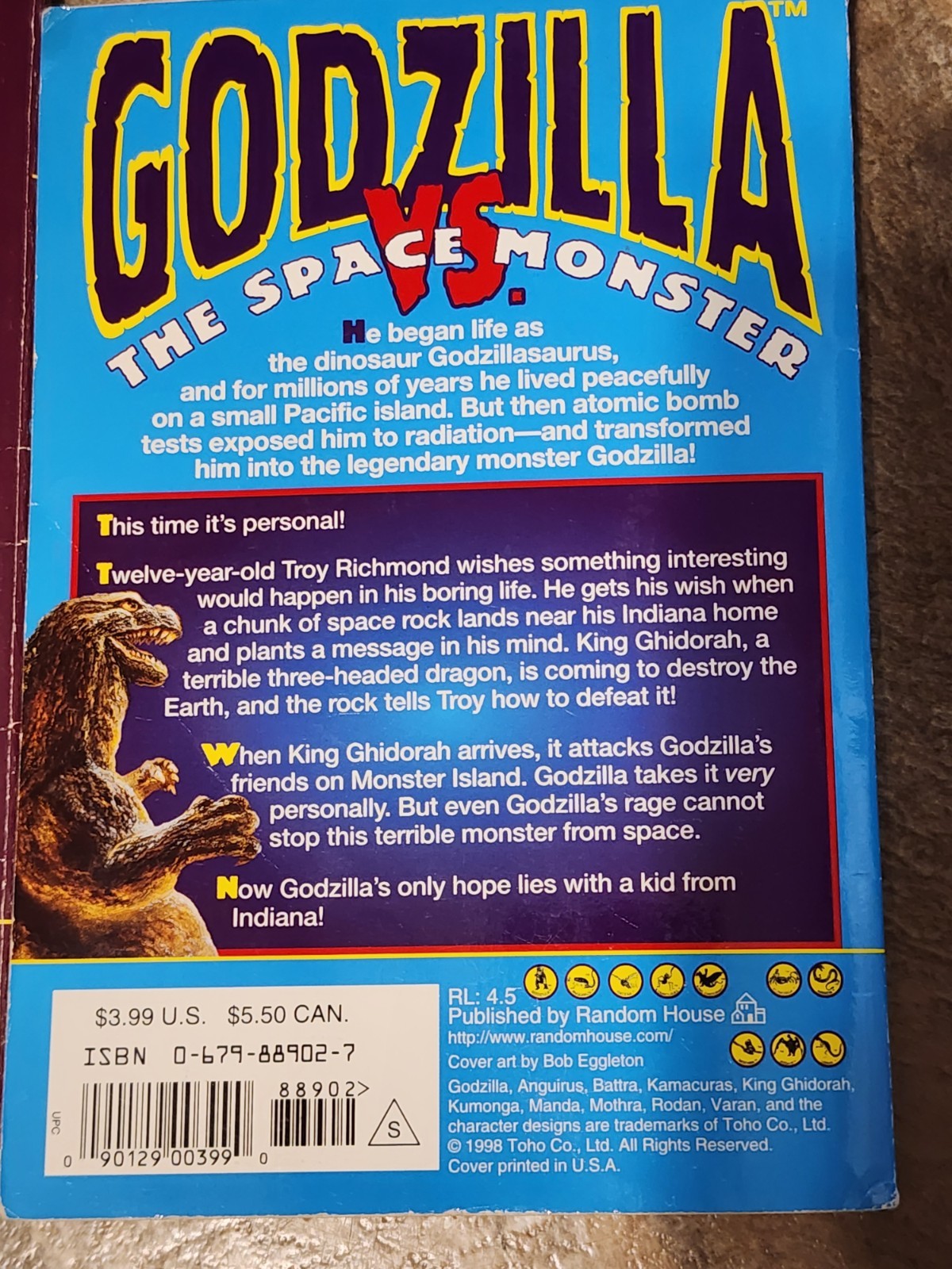 Random House Godzilla Ser. Godzilla vs. the Space Monster PB Scott Ciencin 1998