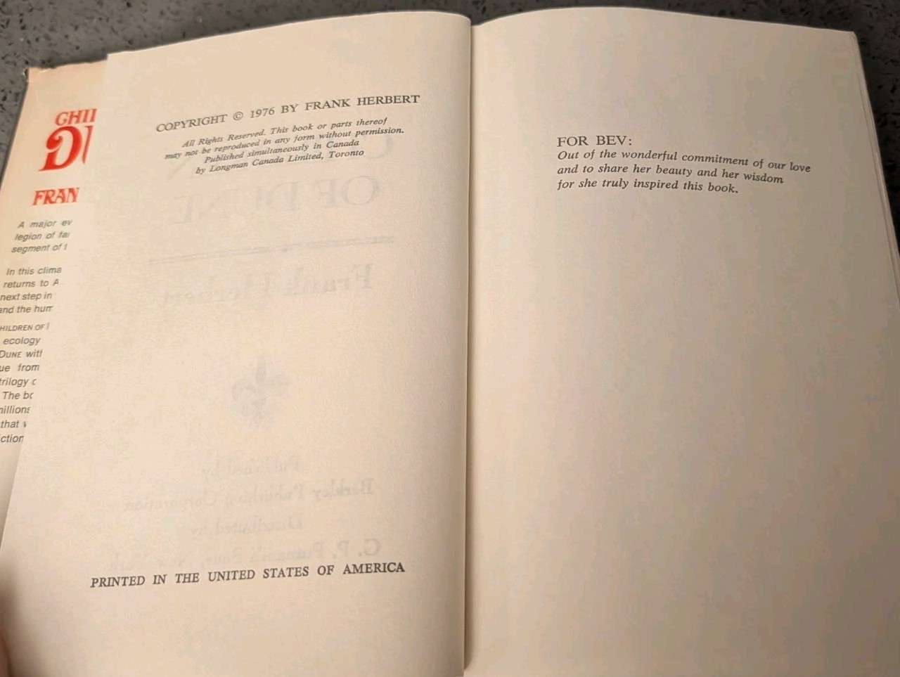 Frank Herbert – Children of Dune 1976 Book Club HC/DJ Vintage **SEE PHOTOS**