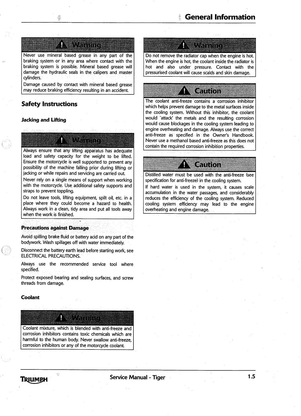 TRIUMPH Tiger 1050 Workshop Manual 2006, DOUBLE BINDING – PROTECTIVE COVERS
