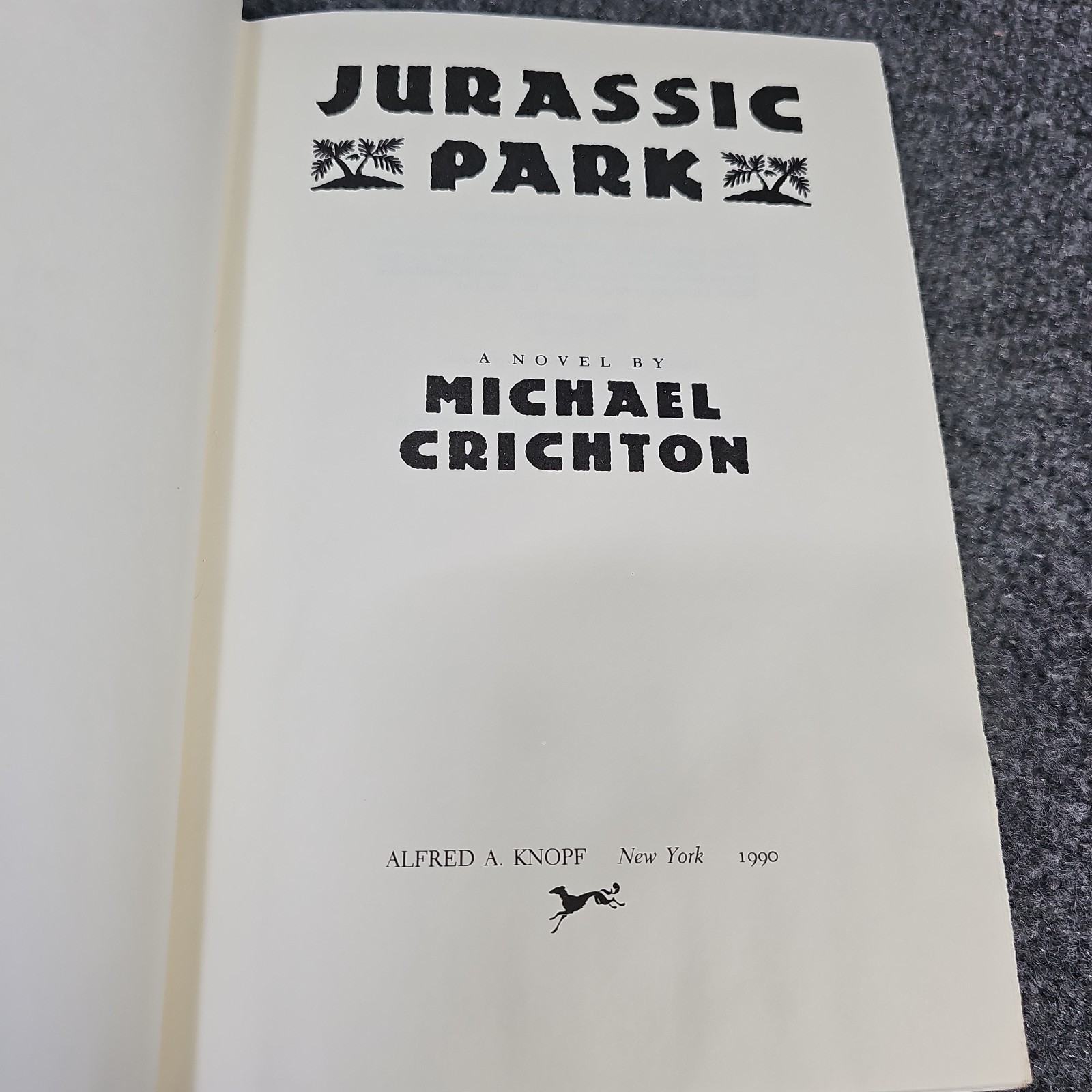 JURASSIC PARK 1st Edition 1st Print Michael Chrichton 1990 Knopf NO DJ