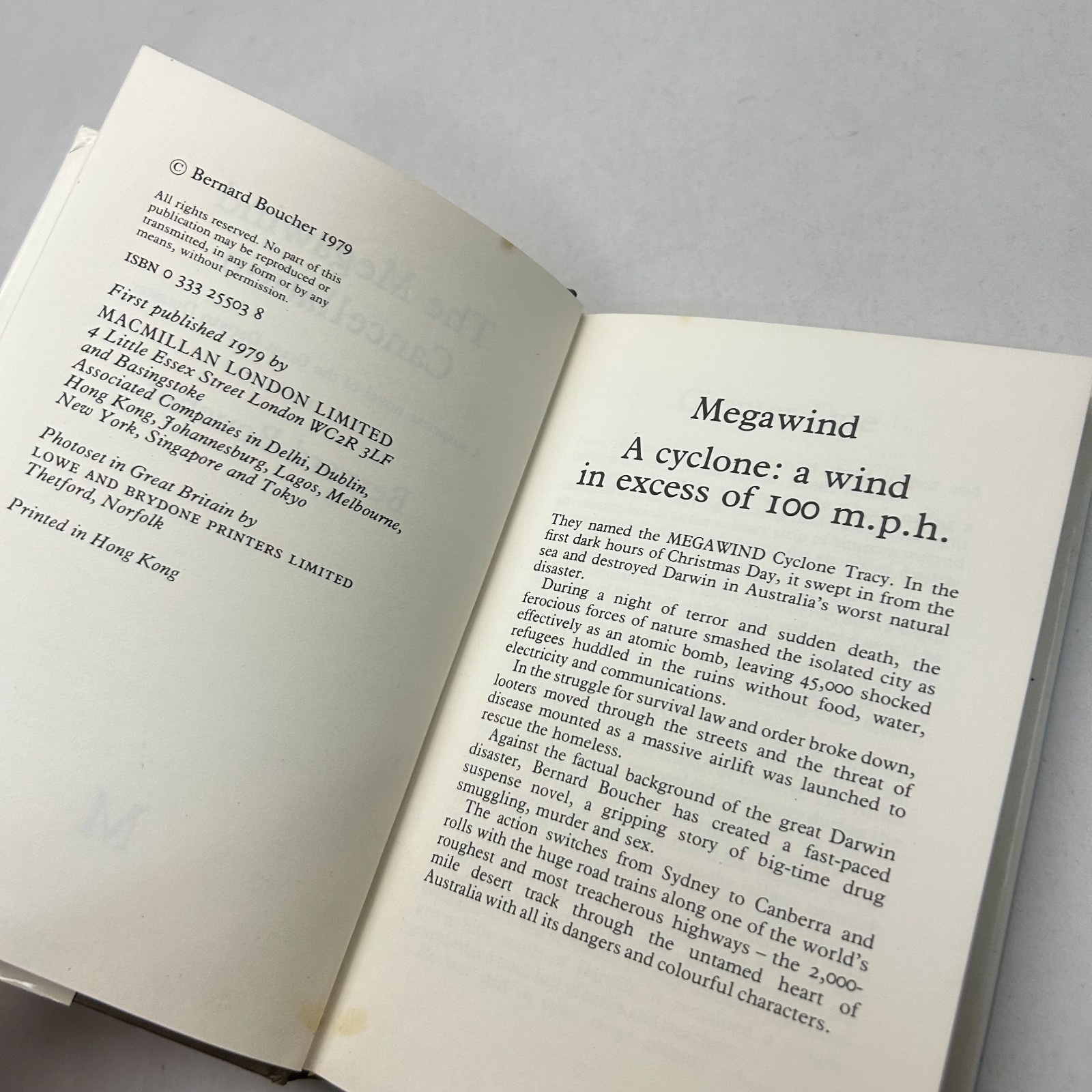 The Megawind Cancellation by Bernard Boucher 1979 1st ed Signed Cyclone Tracy