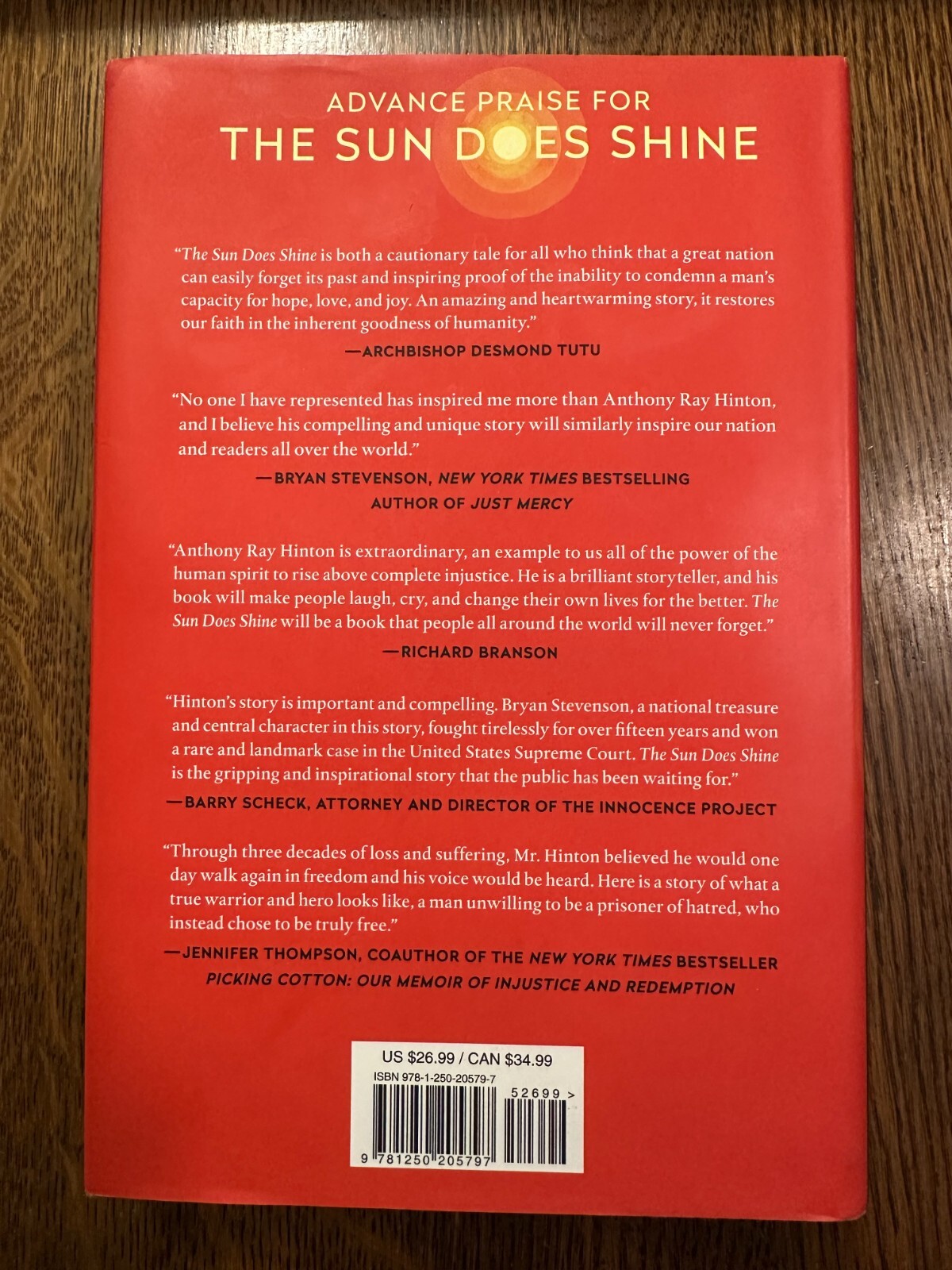 SIGNED The Sun Does Shine by Anthony Ray Hinton (2018, Hardcover) LEGAL MEMOIR