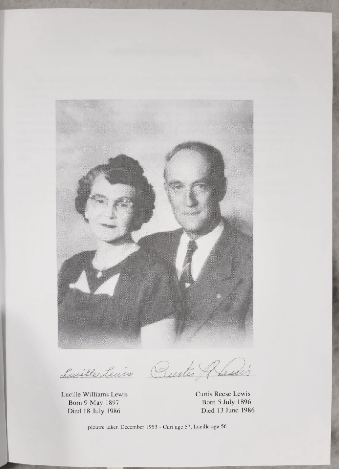 History Of Curtis Reese Lewis and Lucille Williams Lewis Genealogy, Coombs 1998