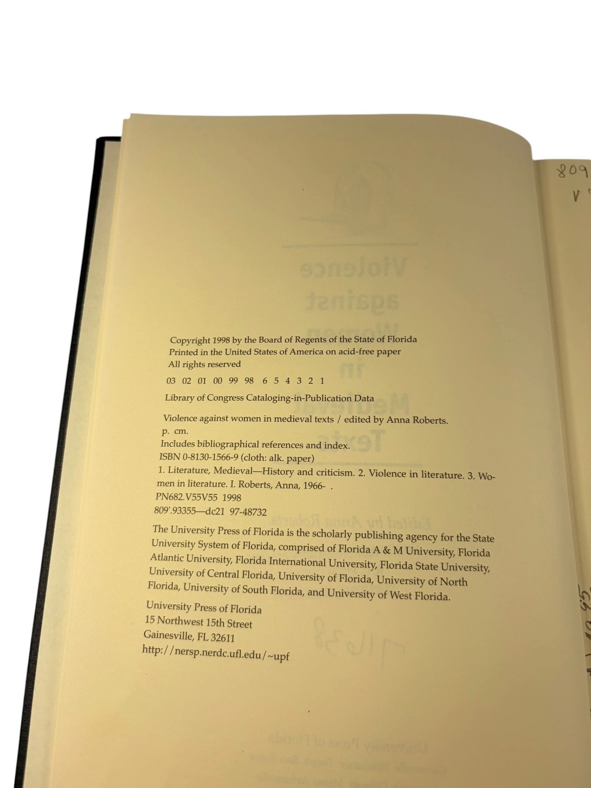 Violence Against Women in Medieval Texts Anna Roberts 1998 University Press