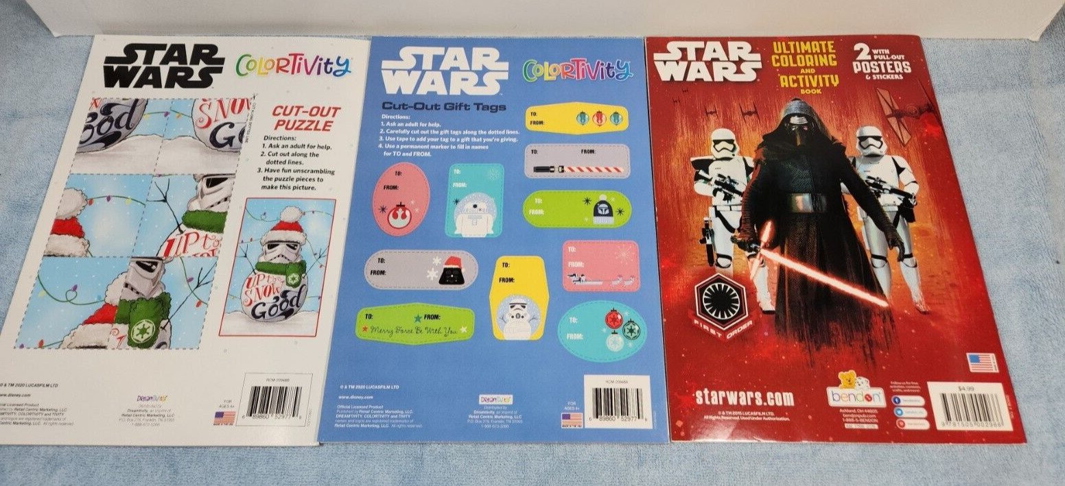 Lot of 3 Star Wars Colortivity Coloring & Activity Book Bendon & Dreamtivity New