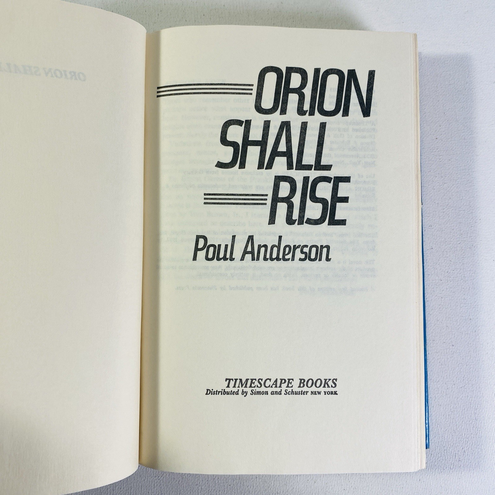 Orion Shall Rise by Paul Anderson (1983, Hardcover)
