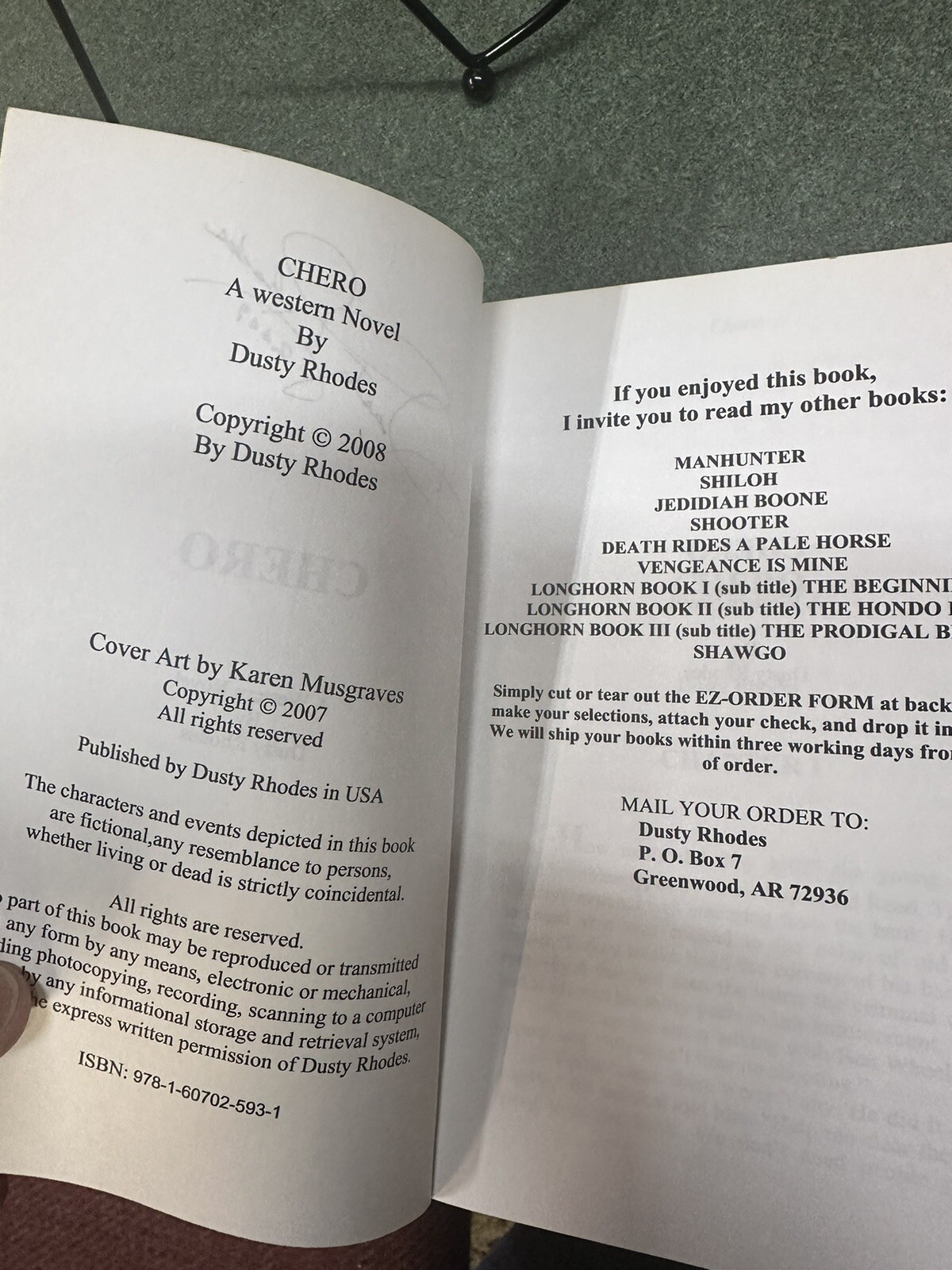 2008 Book – “Chero” – Author Dusty Rhodes Signed!
