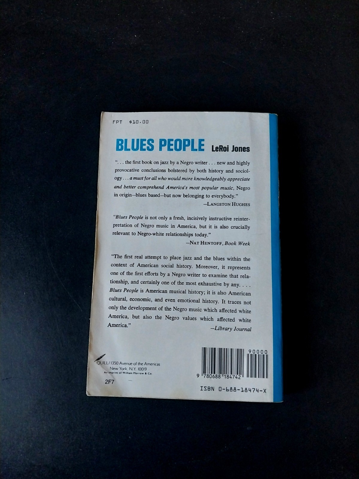 LeRoi Jones – Blues People – William Morrow 17th Printing