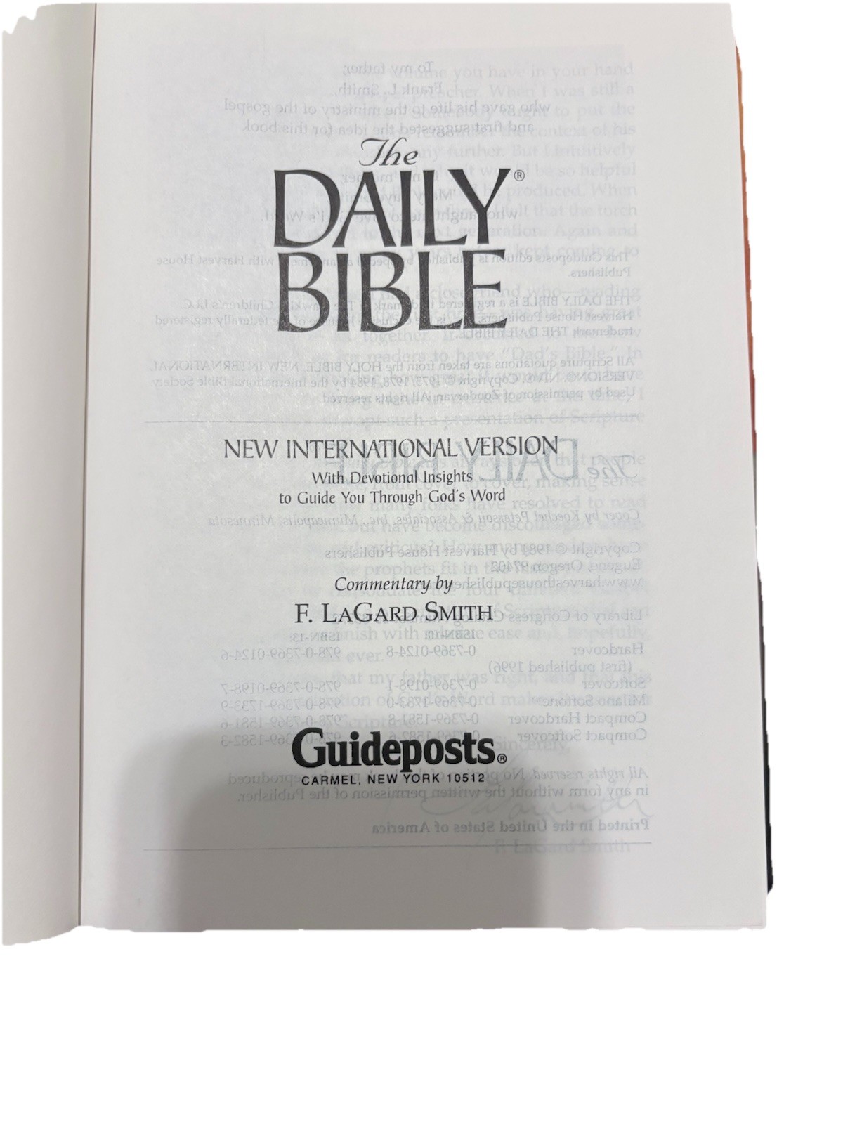 F. Lagard Smith The Daily Bible NIV In Chronological Order Hardcover