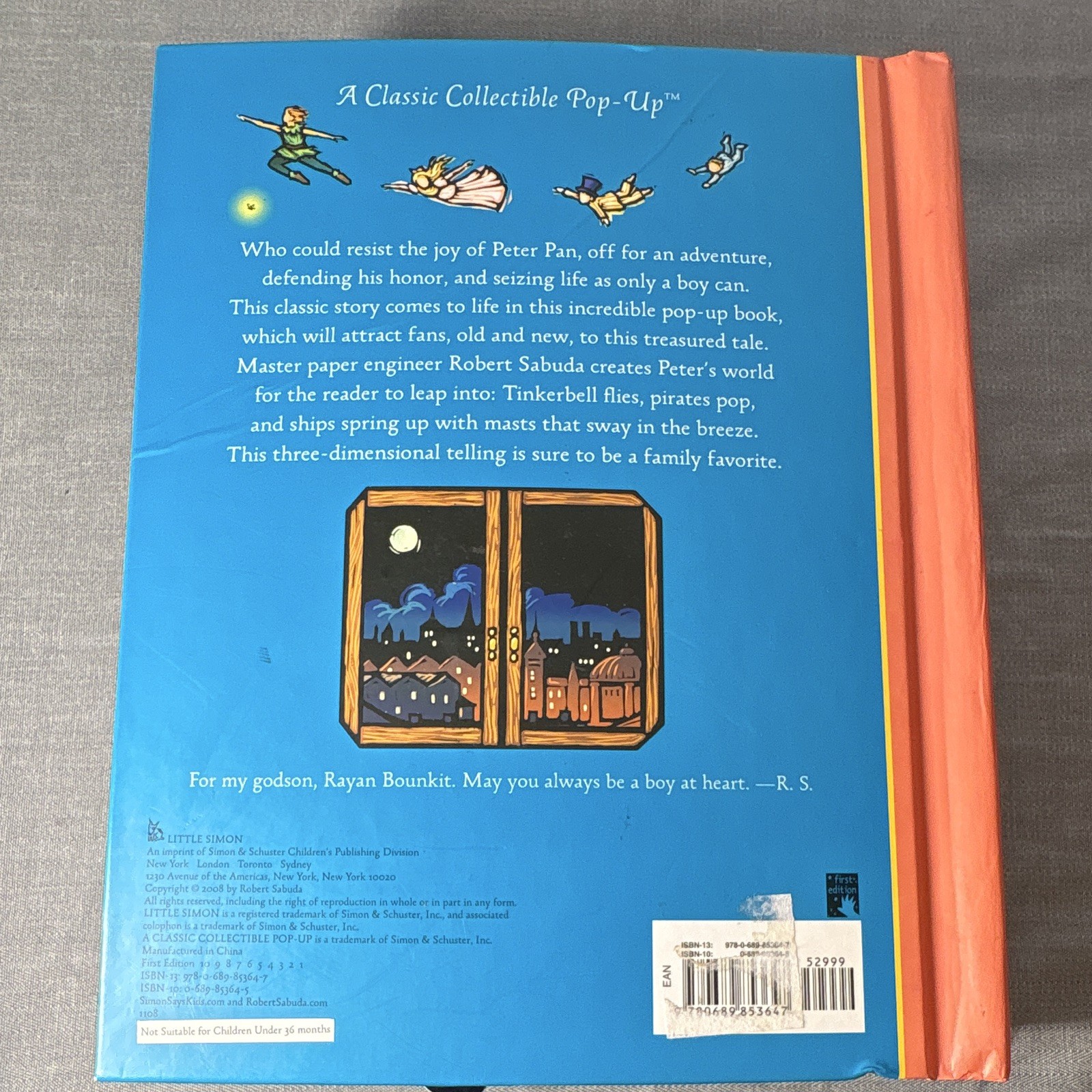 Robert Sabuda Peter Pan Pop-Up Illustrated Novelty Book First Edition 2008