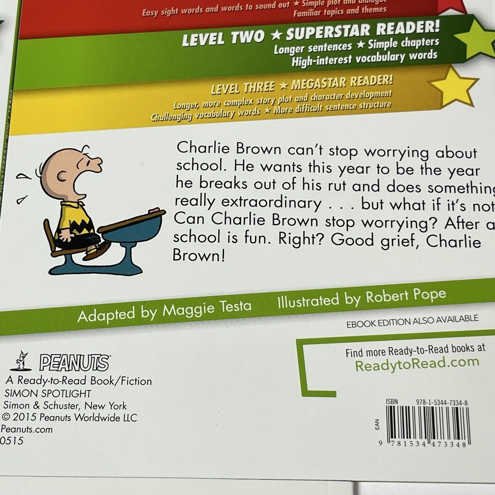 3 Ready to Read Level 2 Time for School Charlie Brown Snoopy Lucy Paperback Book