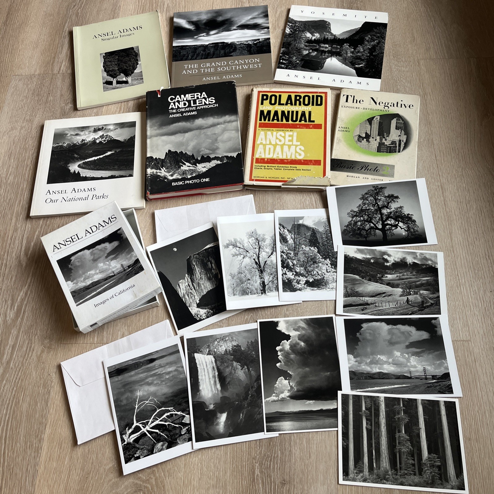 Vtg Ansel Adams Estate Lot 8p Book Collection Boxed Greeting Cards National Park