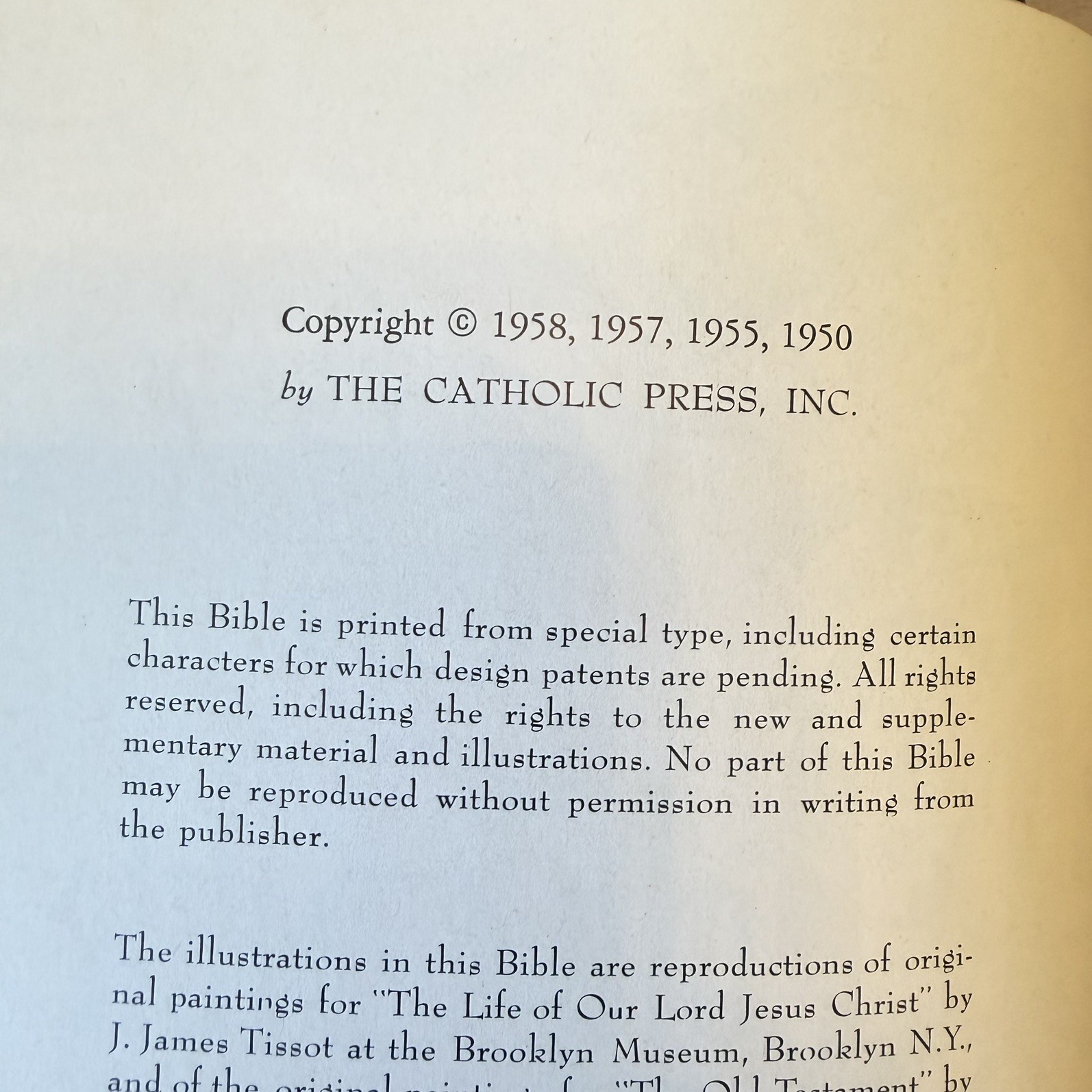 1960 Holy Angels Edition Catholic Holy Bible White Illustrated Vintage Antique