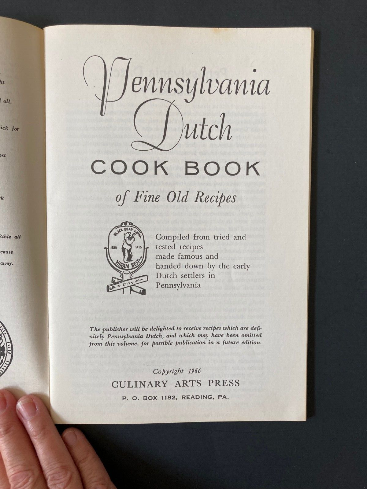 Vintage 1966 Pennsylvania Dutch Cookbook of Fine Old Recipes 62 pages