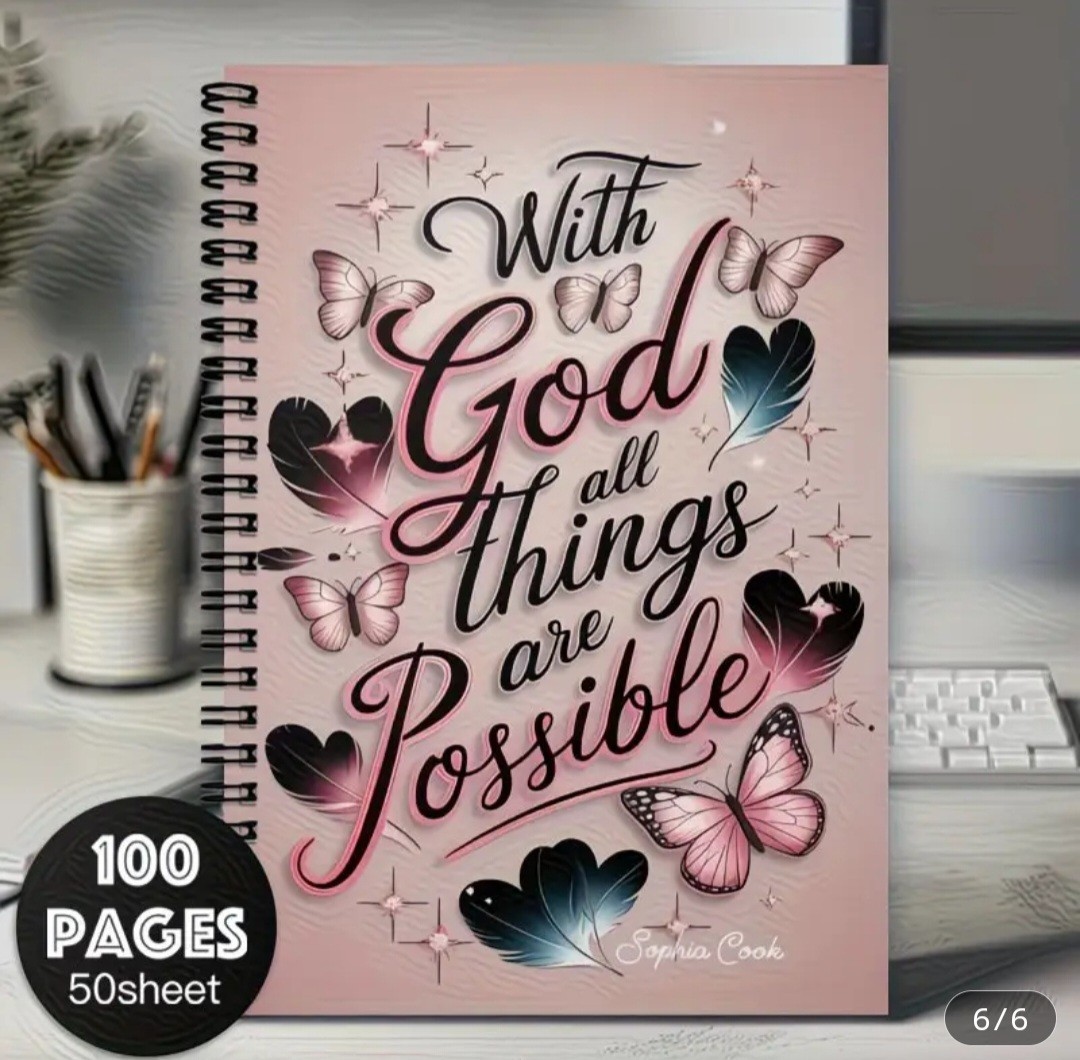 1 Inspirational Spiral Notebook – “with God, All Things Are Possible”, for…
