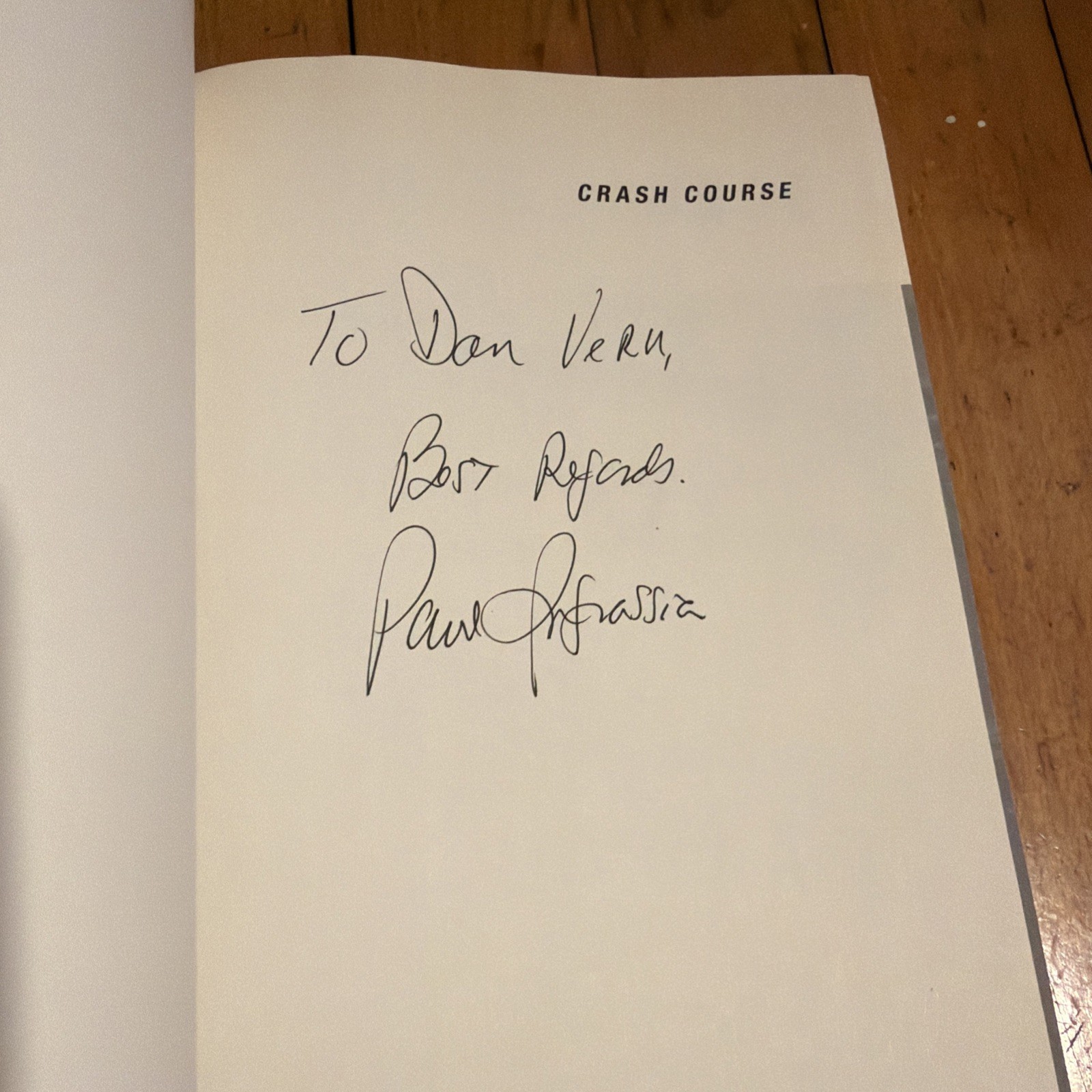 Crash Course Paul Ingrassia Signed Inscribed First/1st HC DJ 2010 Auto Industry