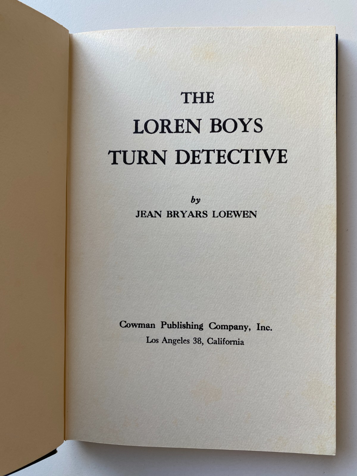 LOREN BOYS TURN DETECTIVE~Jean Loewen~1963 HC~CHILDREN’S CHRISTIAN STORY~